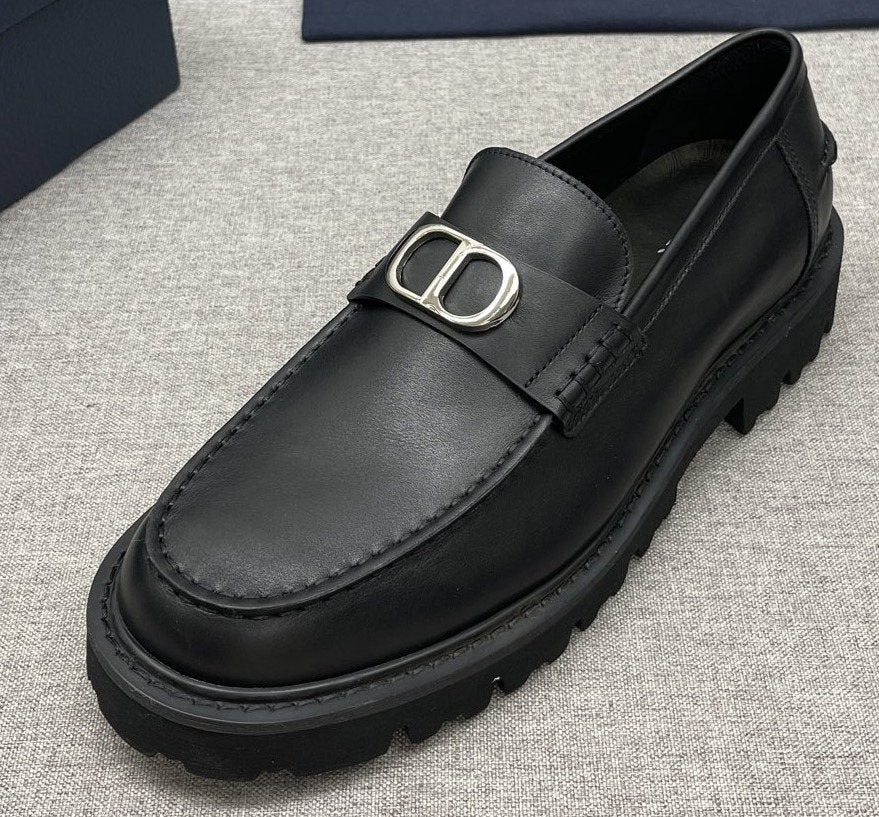 DIOR Men's Black Double-Loop Slip-On Loafers