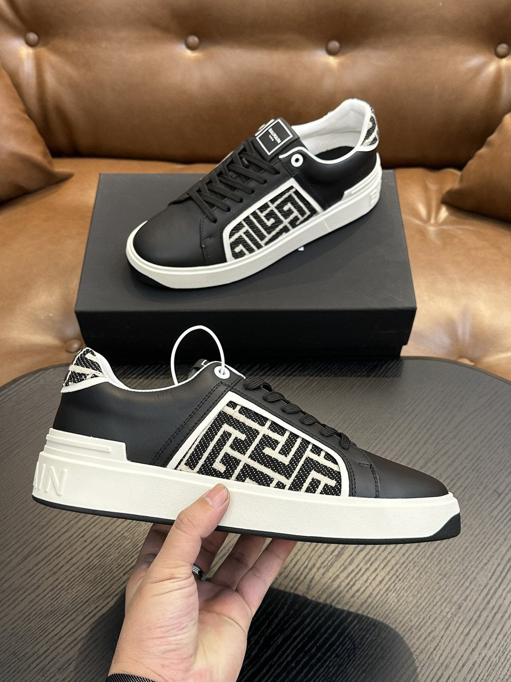 Balmain B-Skate Black and White Sneakers